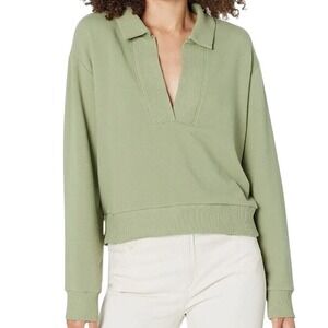 Hurley Sweater Women's L Oil Green Easy Oversized Pullover Collared Long Sleeves